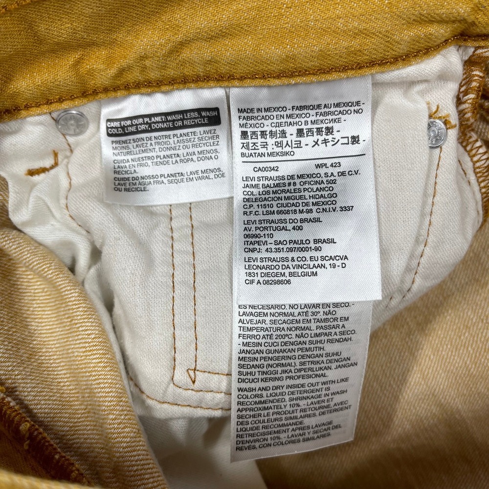 Levi's 501 Jeans Mens 31(30)x29(27) Yellow White Oak Cone Denim Button Fly - Picture 10 of 12